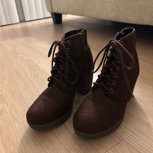 Brown Lace-Up Ankle Boots